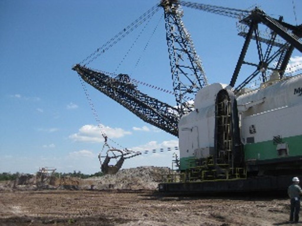 photograph of a drag line used for phosphate mining