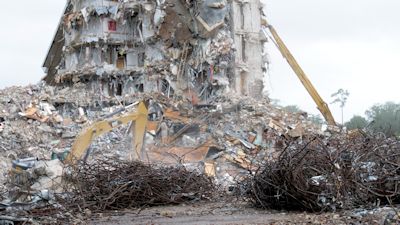 Large building being demolished