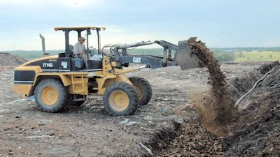 Wheel loader at a landfill
